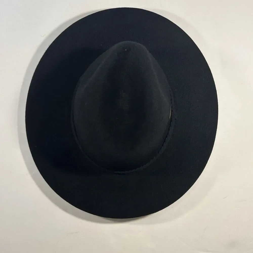 Adora Western Style Wool‎ Hat Black Braided Leather Accent One Size USA Made